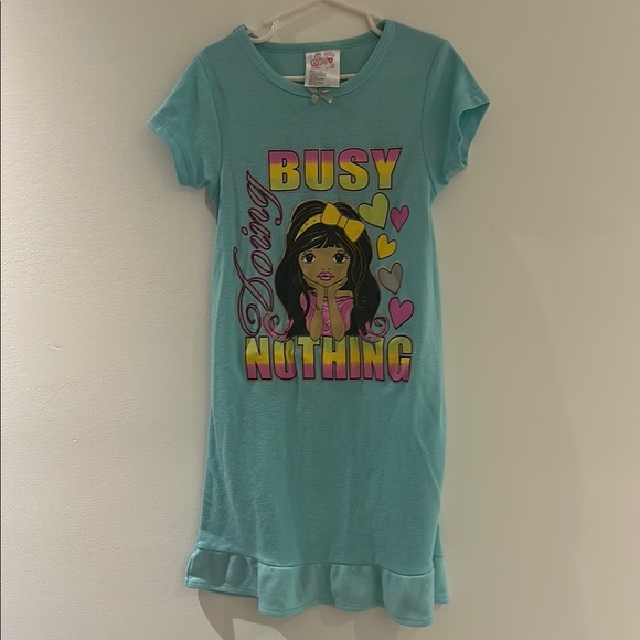 Blue and Yellow Ruffled Pajama Robe with Crew Neck - Picture 1 of 5